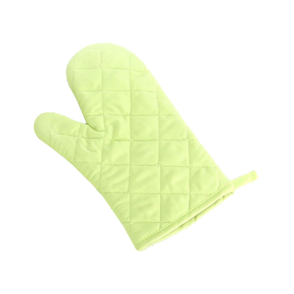 1PC High-temperature Thick Insulation Microwave Oven Gloves Kitchen Supplies Cotton Solid Oven Mitts: green