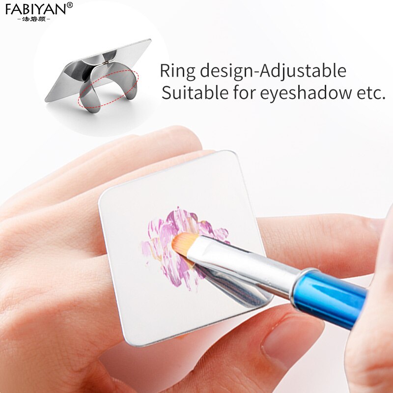 Paleta de maquillaje con anillo para dedos, base de sombra de ojos, pintura cosmética con varilla, juego de espátula ajustable, herramienta de acero inoxidable para arte de uñas