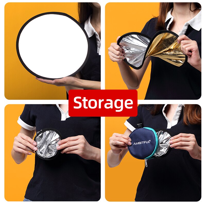 AMBITFUL 2in1 Gold Silver White 30cm Round Outdoor and Indoor Shooting Beautify Reflector
