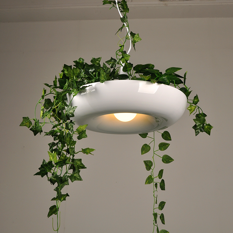 Nordic Plant Hanglampen Diy Tuin Led Lamp Bloempot Opknoping Lamp Eetkamer Restaurant Verlichtingsarmaturen Thuis Decor: WHITE