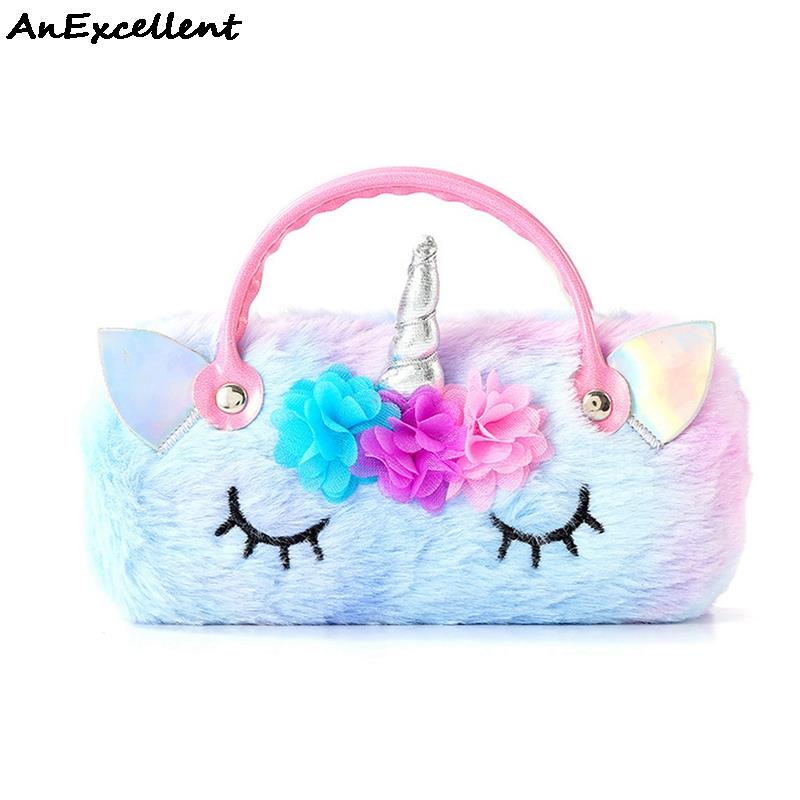 Kawaii – boîte à lunettes licorne, portable, mignon, Animal de dessin animé, pour filles, enfants, étui à lunettes, , papeterie scolaire: H02
