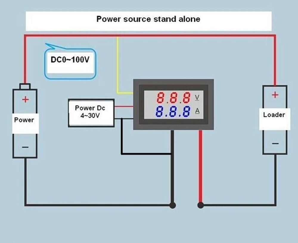 1pc diy  dc100v 10a voltmeter amperemeter blå rød dobbelt amp volt spænding strømmåler tester panel digital led display til bil