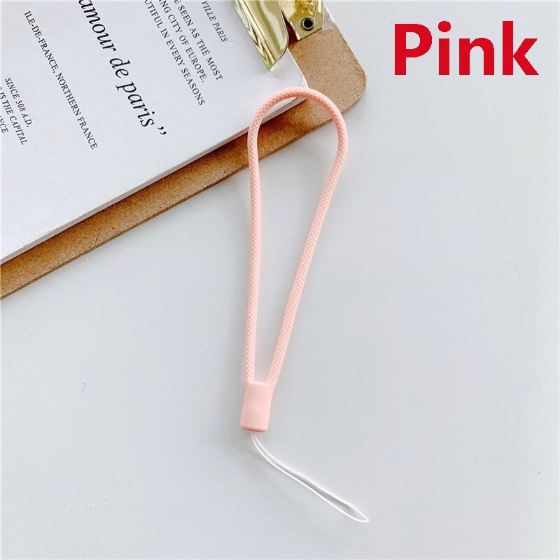 Cuerda de silicona antipérdida para teléfono móvil, cordón corto de muñeca de silicona para teléfono móvil, correa para tarjeta de identificación, USB, 1 ud.: pink