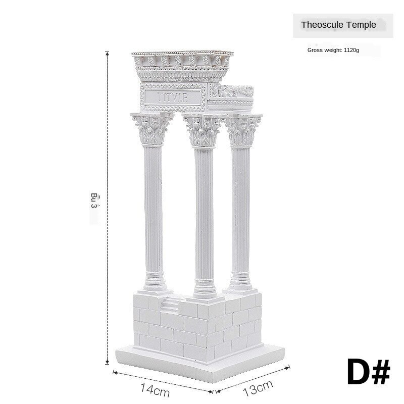 Colonne romaine modèle Architecture grecque, modèle de bâtiment de Temple grec, décoration de la maison, pilier en plâtre décoratif européen, Sculpture en résine: D