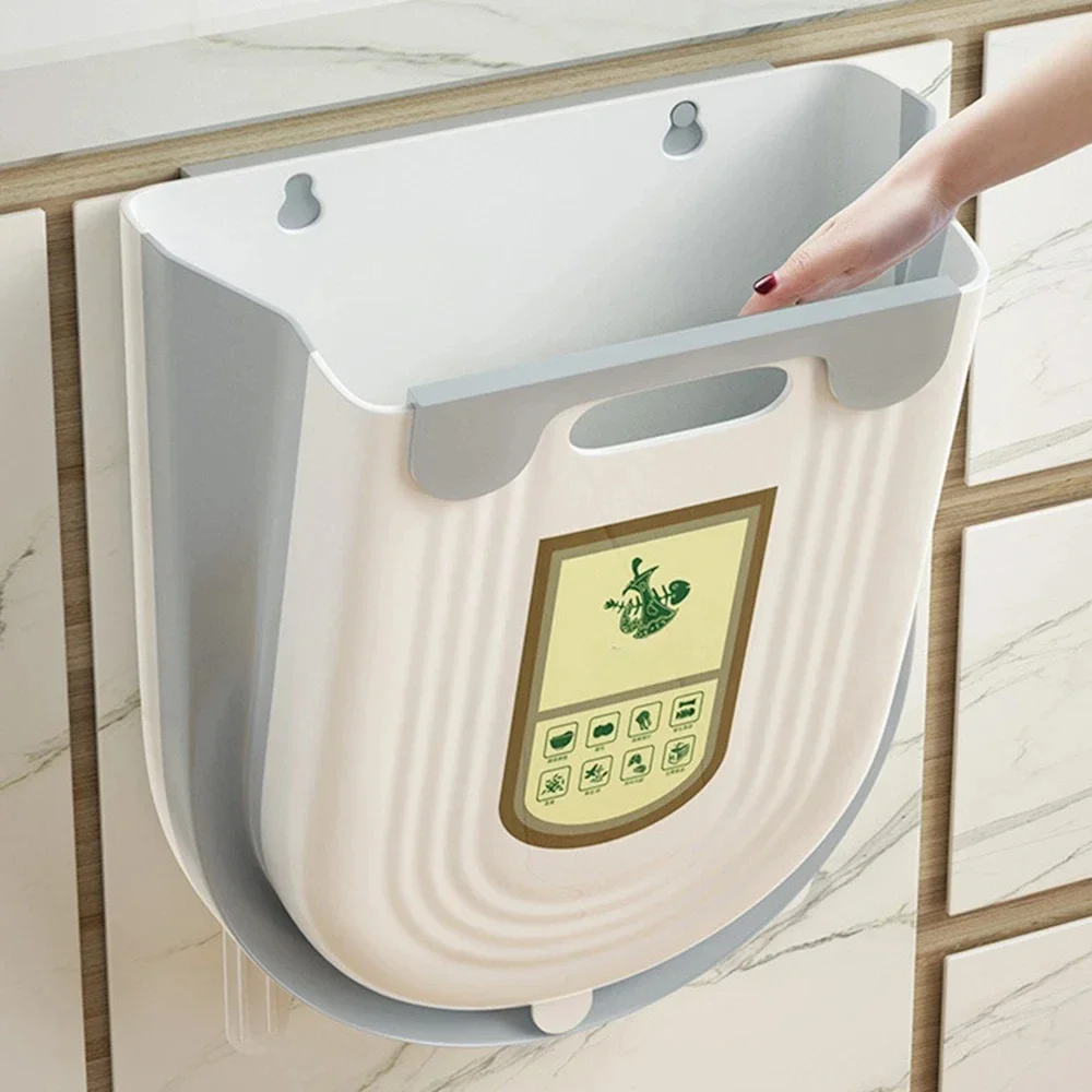 Wall Hanging Trash Can Household Dustbin Large Capacity No Smell Kitchen Bins Hanging Multifunctional Foldable Garbage Basket