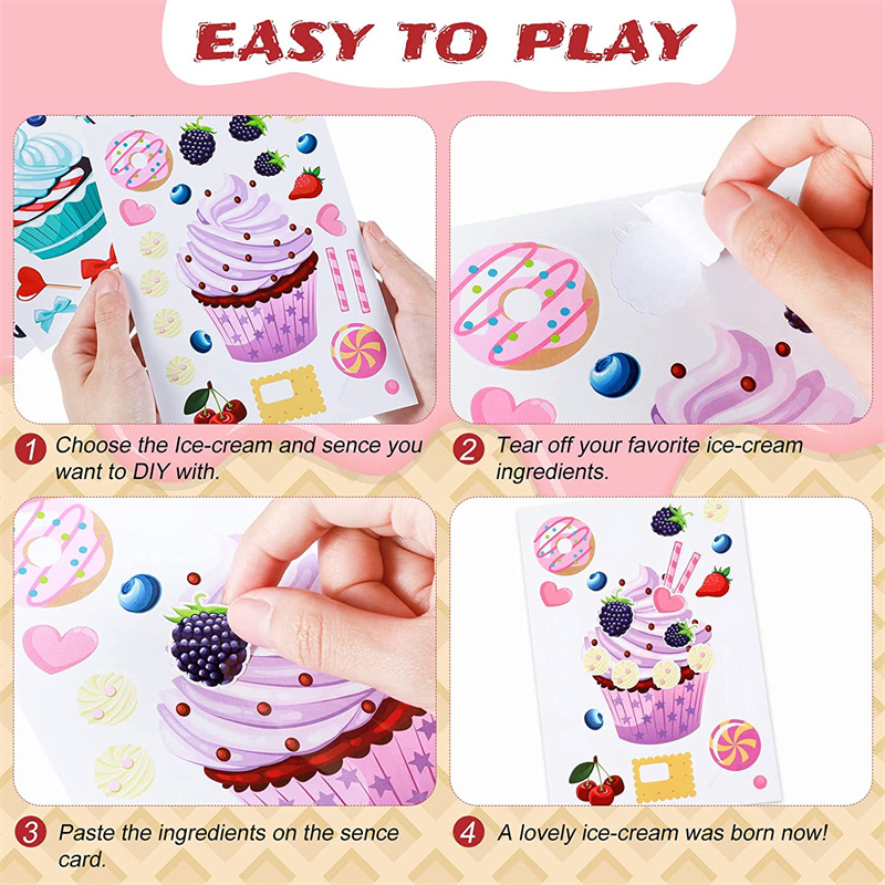 Machen Sie eine Cupcake-AufkleberböGen für freundlicher. Süß. Erstellen Sie Ihren eigenen Cupcake. DIY-Puzzle-Aufkleber. Kindergeburtstagsgeschenke. Party-Aufkleber M