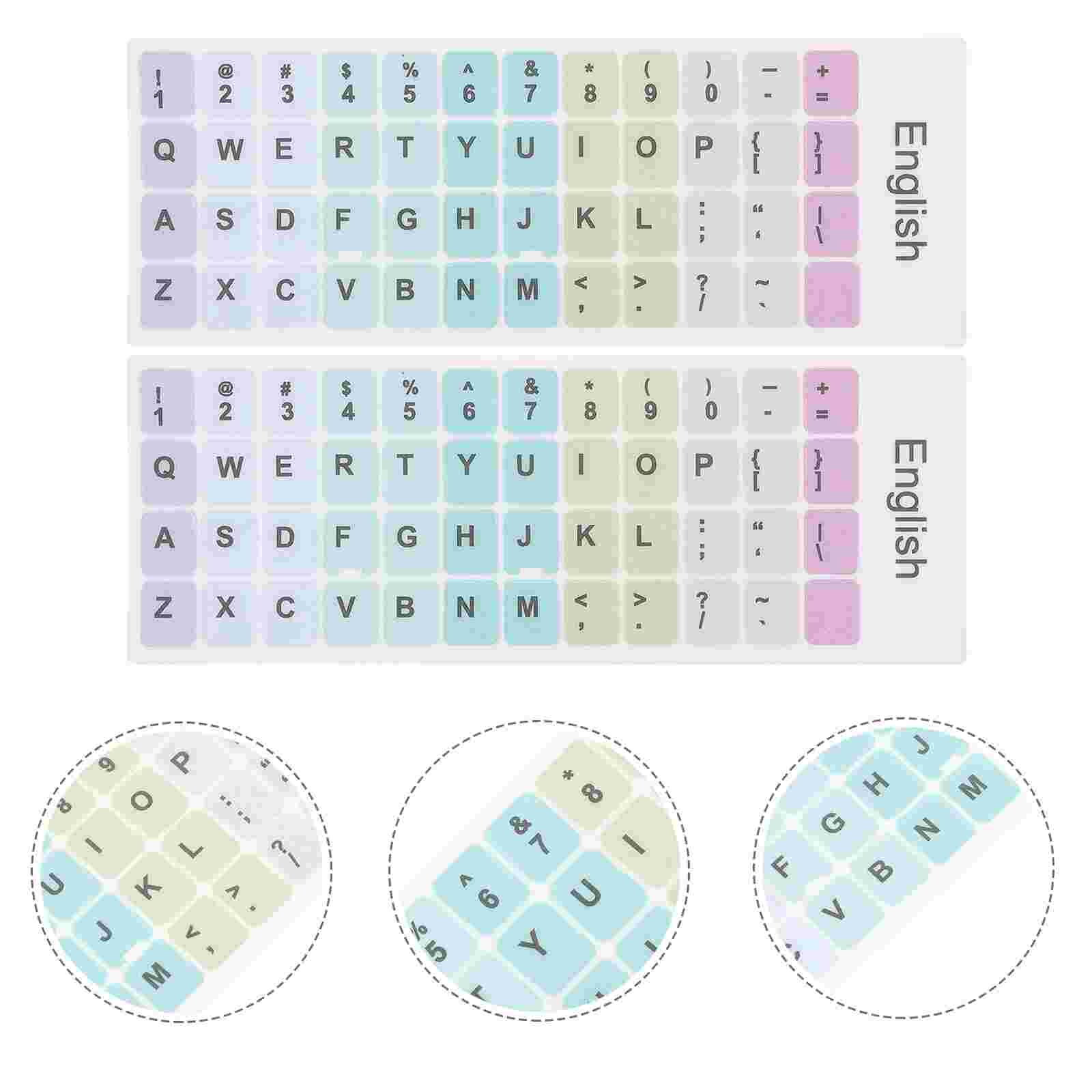2 Sheets Keyboard Decorative Sticker Universal English Keyboard Sticker Decal: Simple little color