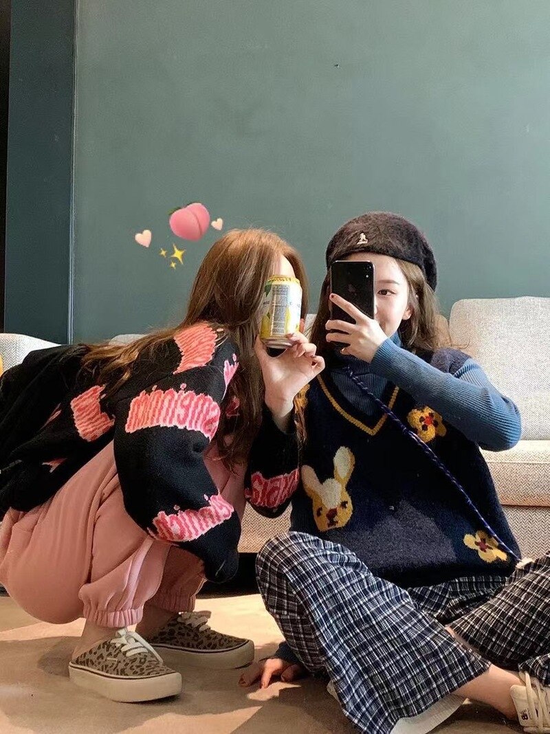 Fat Boss Wang Qiu Dong Season with A Sleeveless Sweater Wears Outside Cute Cartoon Female Vest Vest