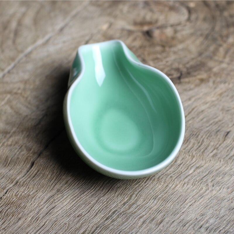 Keramisk te sæt tilbehør pro-rim celadon te lotus te påskønnelse lotus bambus te teske teske te scoop  wf919