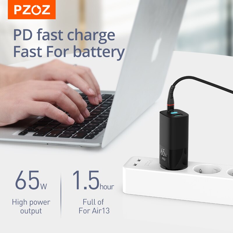 PZOZ – chargeur rapide 65W GaN 4.0 3.0 Type C PD USB, Charge rapide USB-C pour Switch MacBook Air iPad Pro Samsung Note