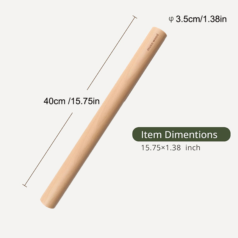 Valnøttre fransk kjevle trerulle til fondant paideig kjeksdeig kjøkkenredskap baketilbehør verktøy: Mørk khaki