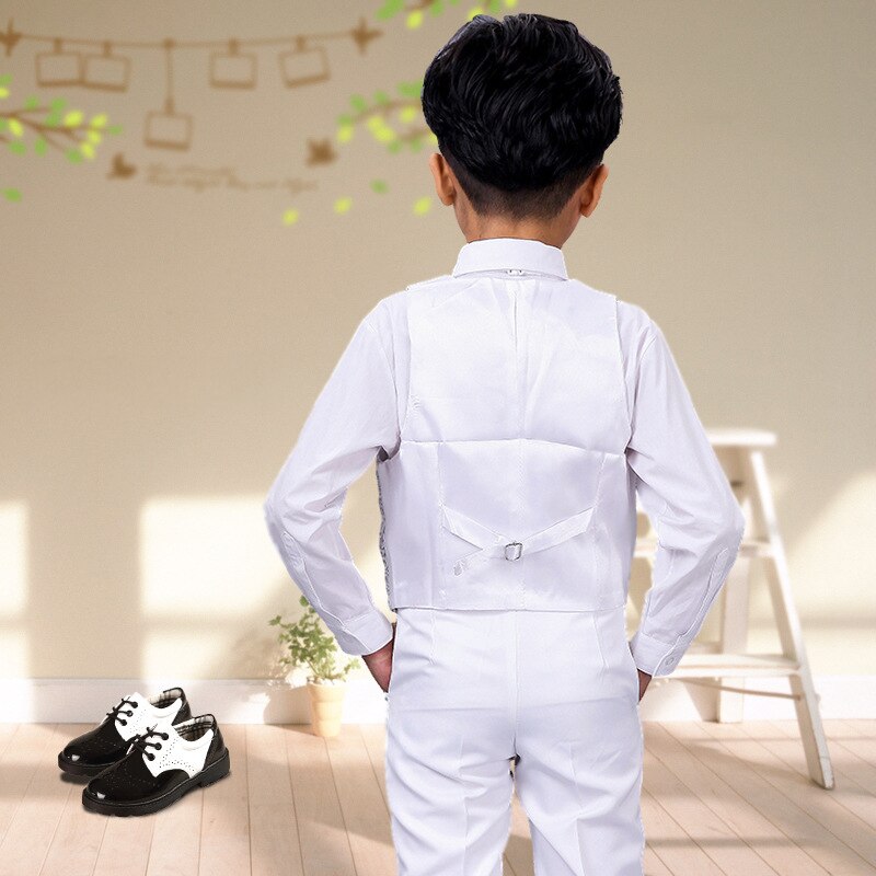 Kinderen Formele kleding Pak Set Bloem Jongens Gastheer Piano Prestaties Bruiloft Prins Cosutme Kids Blazer Vest Broek Bowtie 4 stks