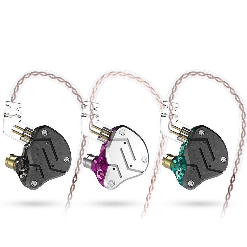 Original KZ ZSN Colorful BA+DD In Ear Earphone Hybrid Headset HIFI Bass Noise Earbuds Replaced Cable For Iphones Music