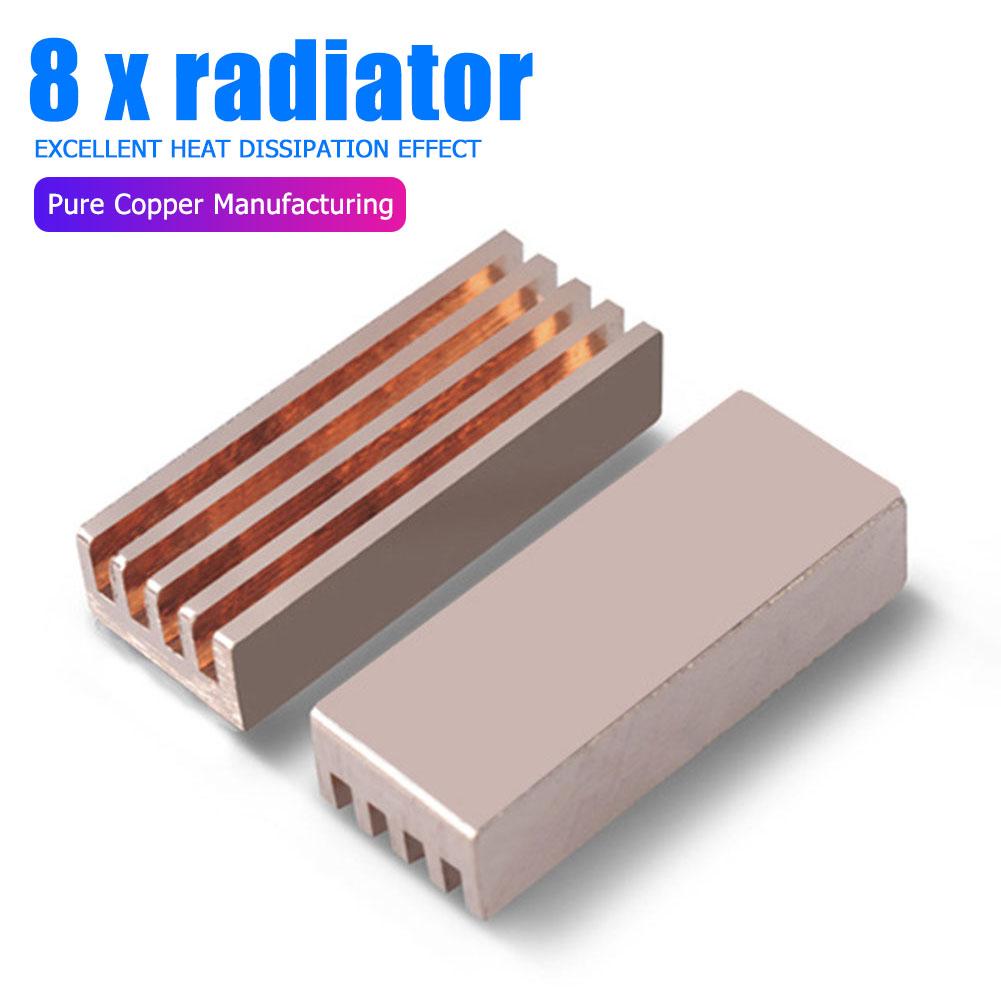 8Pcs Sticker Zuiver Koper Heatsink Cooler Radiator Voor Memory Moederbord Chip Uitstekende Warmteafvoer Effect