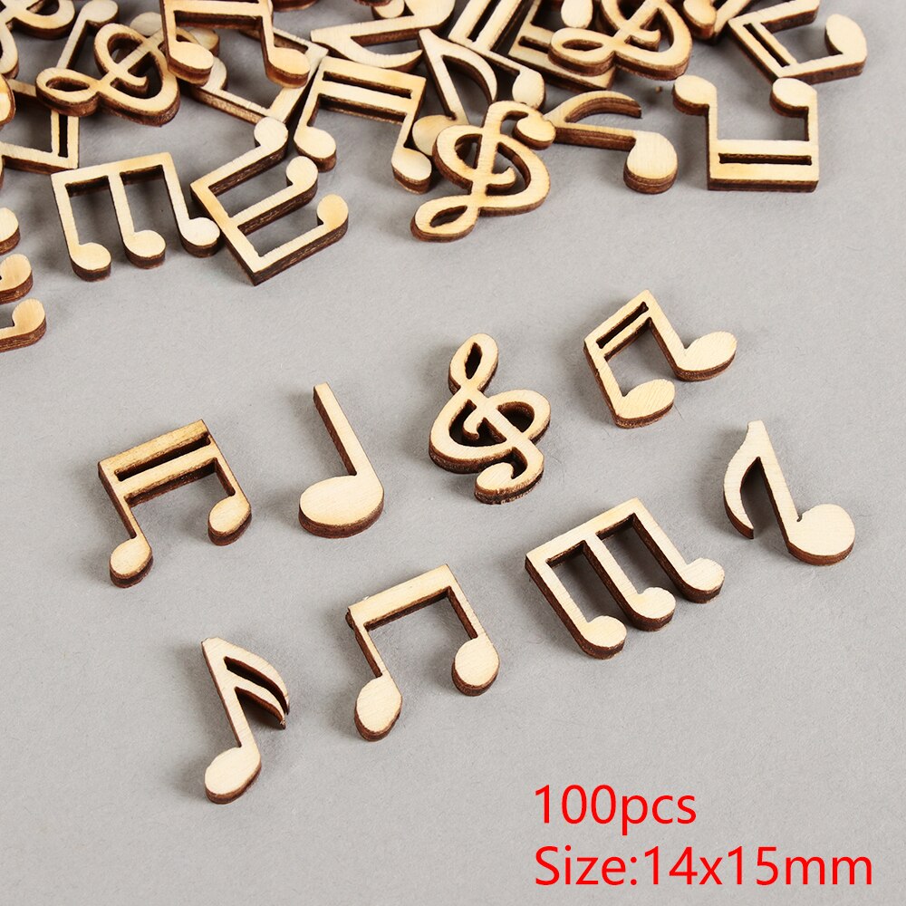 4X15mm 100pcs Mix Natural Wood Music Notes Wooden Scrapbooking DIY Craft Handcrafts Decorative Card Making Home Embellishment: A-