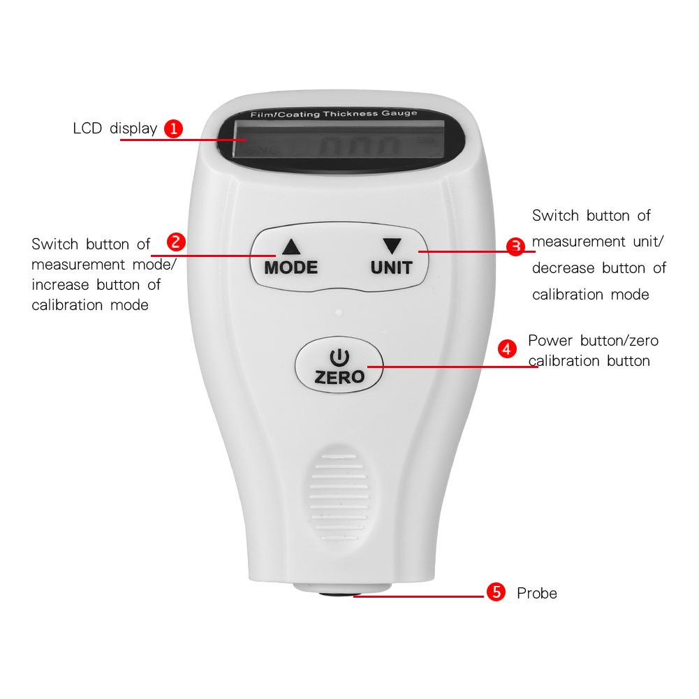 Portable Film Paint Tester Coating Measurement Digital Thickness Gauge (Iron/Aluminum Dual Purpose)