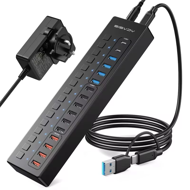 Acasis usb-c-hub 16- -i- -1 med gratis usb-c till usb-adapter, usb-a /c 3.0 för tangentbord, mus, skrivare, typ-c-hub för macbook pro: Orange