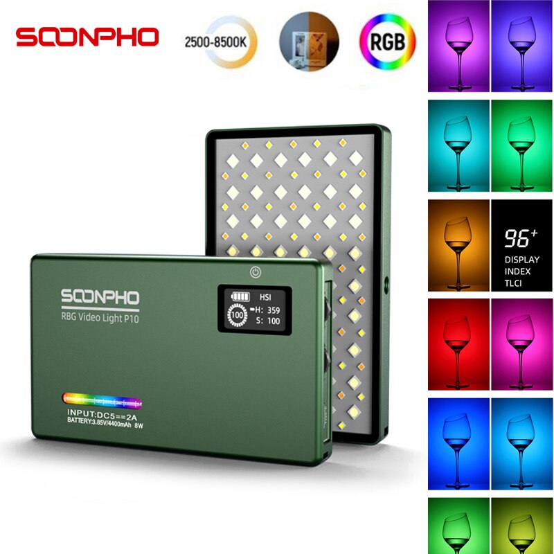 Soonpho p10 led rgb luz de vídeo profissional cri 97 iluminação fotográfica 2500k-8500k bi cor para você tubo tik tok photo studio