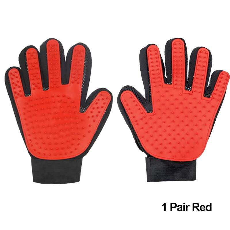 Gant pour animaux de compagnie en Silicone souple chien chat brosse pour animaux de compagnie Massage nettoyage doux efficace chat toilettage gant chien fournitures de bain gant pour animaux de compagnie peignes: 1 Pair Red