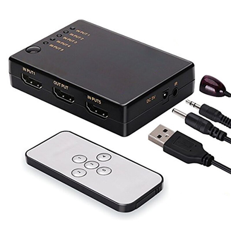 Five-in and One-out Switcher 1080P Switch with Remote Control Support Multiple Resolutions EM88