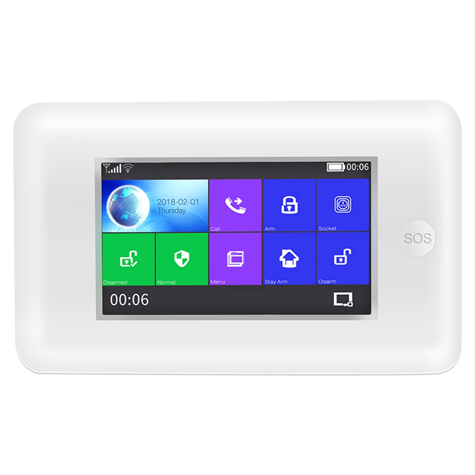 Inalámbrico WIFI GSM hogar RFID seguridad antirrobo pantalla táctil completo sistema de alarma antirrobo kit de Sensor francés, ruso, español voz