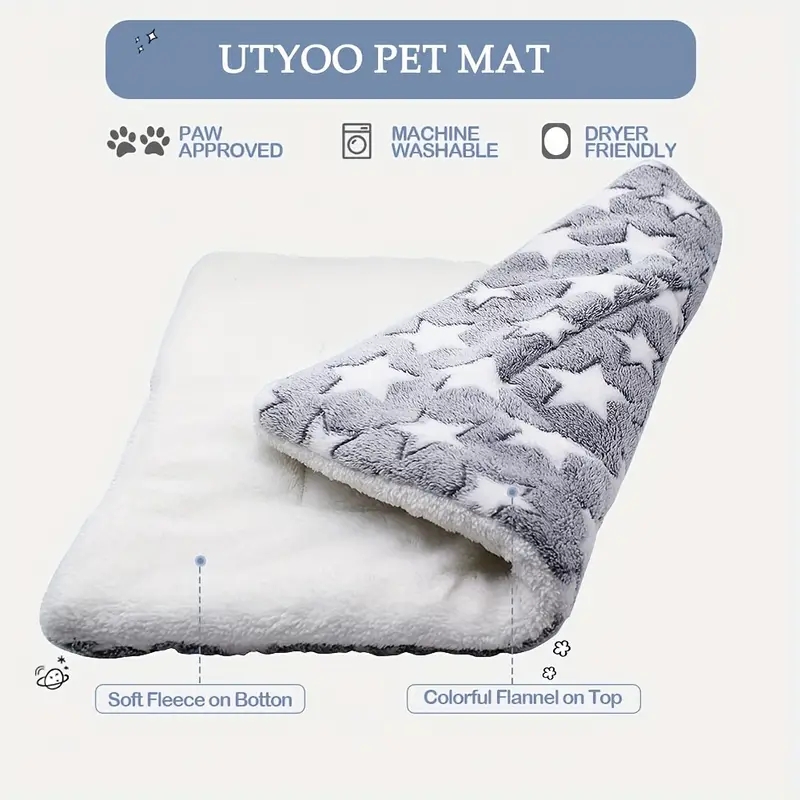 Colchoneta para dormir para perros y gatos, manta gruesa de pelo suave, lavable, cálida, con patrón de oso, suministros para mascotas