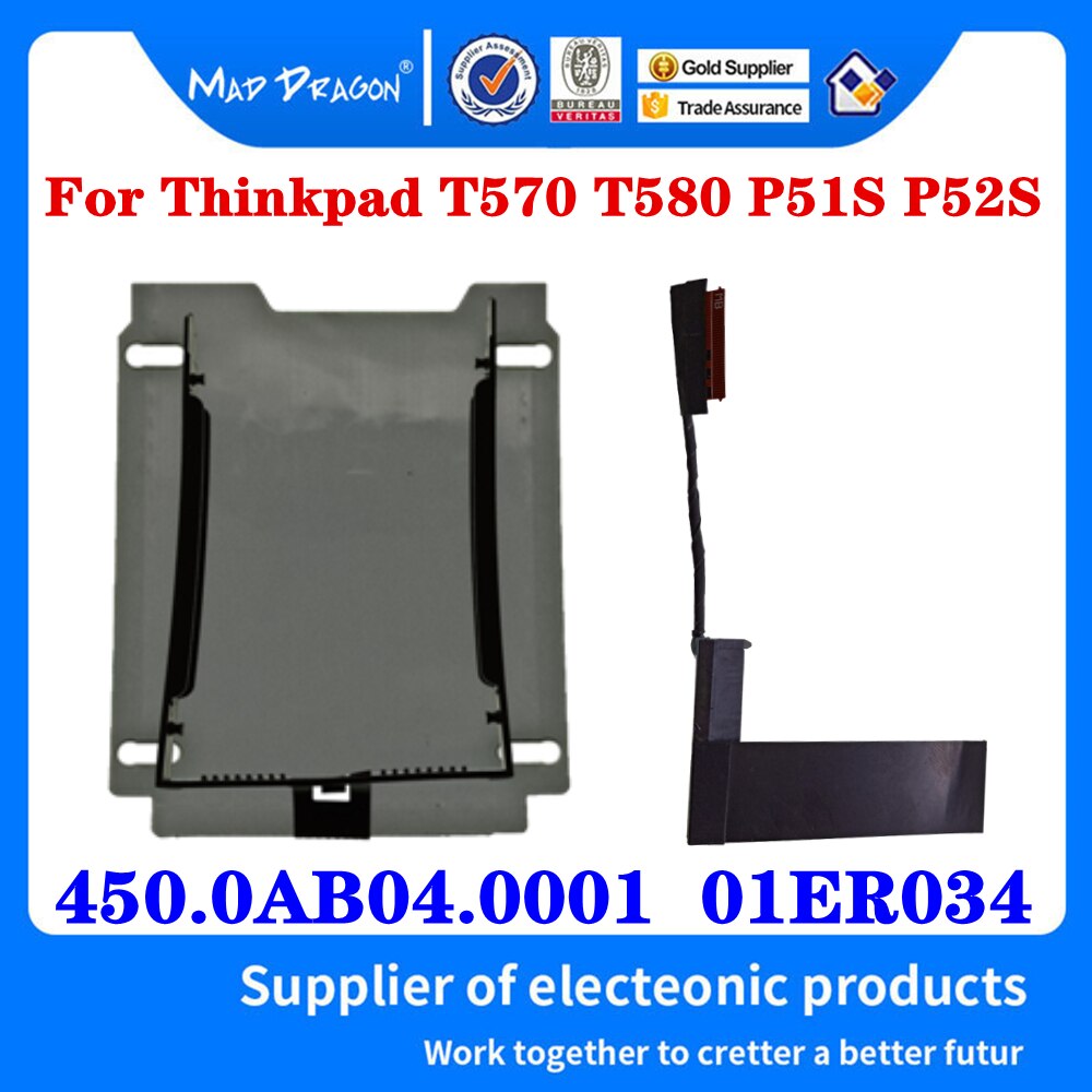 450.0AB04.0001 01ER034 For Lenovo Thinkpad T570 T580 P51S P52S Laptop SATA SSD Hard Drive Cable Connector with 2.5" HDD Bracket: Cable with bracket s