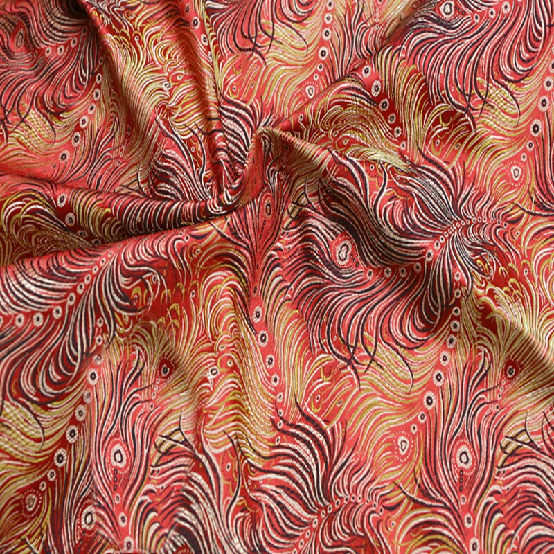 75x50cm peacock Brocade silk Fabric Damask Jacquard Apparel Costume Upholstery Furnishing Curtain Clothing Material patchwork