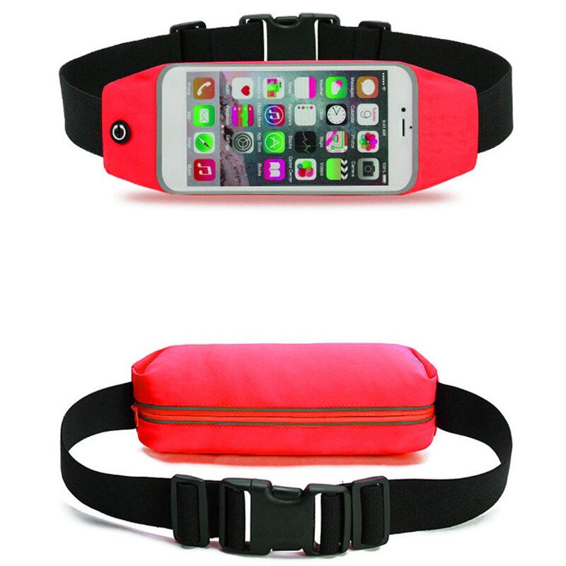 Sports Running Waist Bag Outdoor Jogging Belt Waterproof Phone Bag Case Gym Waist Holder Cover: Red