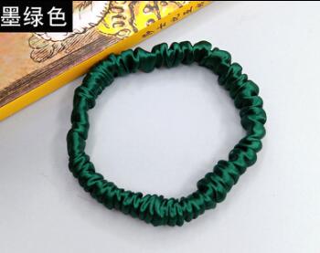 Free shippping women sweet small pure silk hair scrunchies cute gum OL basic Hair Tie Ponytail Holder: Green