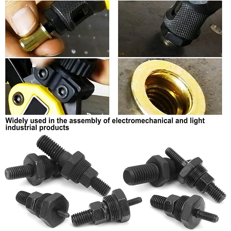 7PCS Metric M3 M4 M5 M6 M8 M10 M12 Rivet Nut Mandrel and Nose Piece Riveter Tip Spare Part