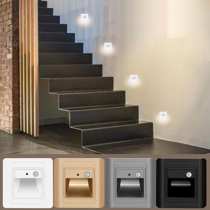 2w nattlys intelligent lampe pir bevegelsesdetektor sensor ledet trapp lys innfelt trinnlampe stige vegglampe foaje