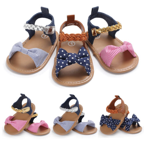 Zapatos para recién nacido, Chico, niña, sandalias de flores de verano, zapatos casuales para cuna, sandalias informales con lazo