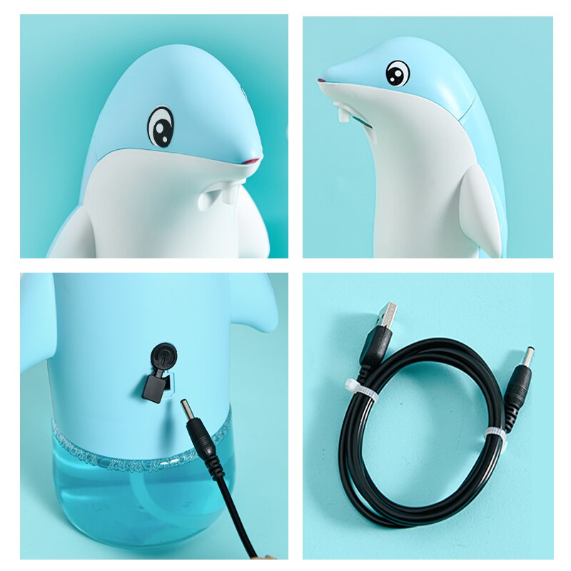 USB Charging Cartoon Cute Dolphin Infrared Automatic Induction Kids Foam Soap Dispenser Deep Cleaning Bathroom Kitchen Foamer