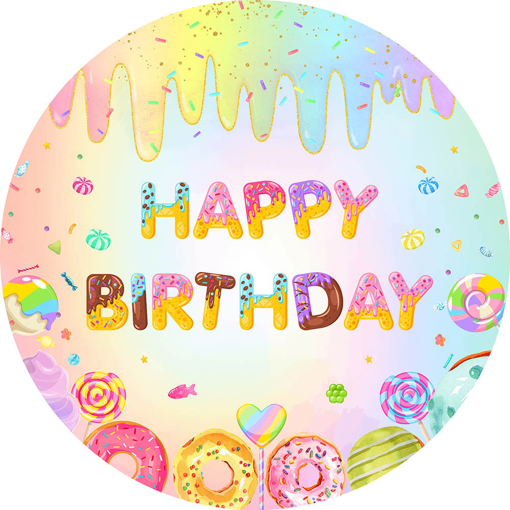 Mocsicka cenário redondo donut doces crianças festa de aniversário decoração bolo recém-nascido quebra foto fundo círculo bolo mesa banner adereços