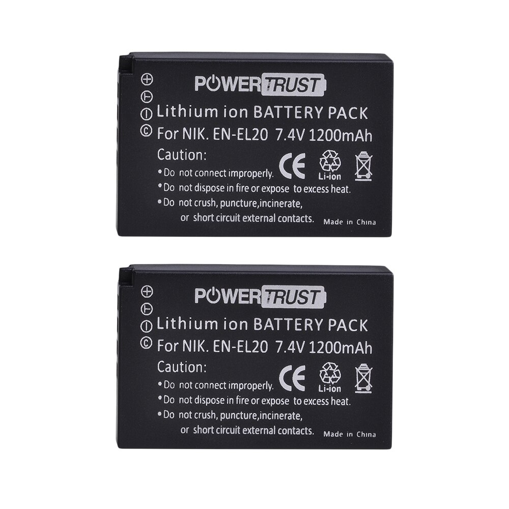 Nei -el20 en-el20a el20 en el20 batteri + lcd usb dobbel lader med type c-havn til nikon coolpix  p1000 nikon 1 j1, j2, j3 nikon 1 aw1: 2 batterier