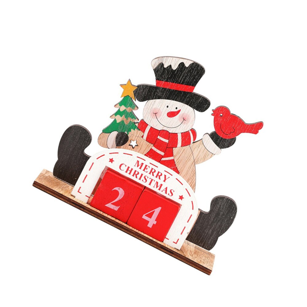 Adorable Santa Calendar Christmas Wooden Calendar Decor Desktop Reusable Perpetual DIY Calendar Block Photograph