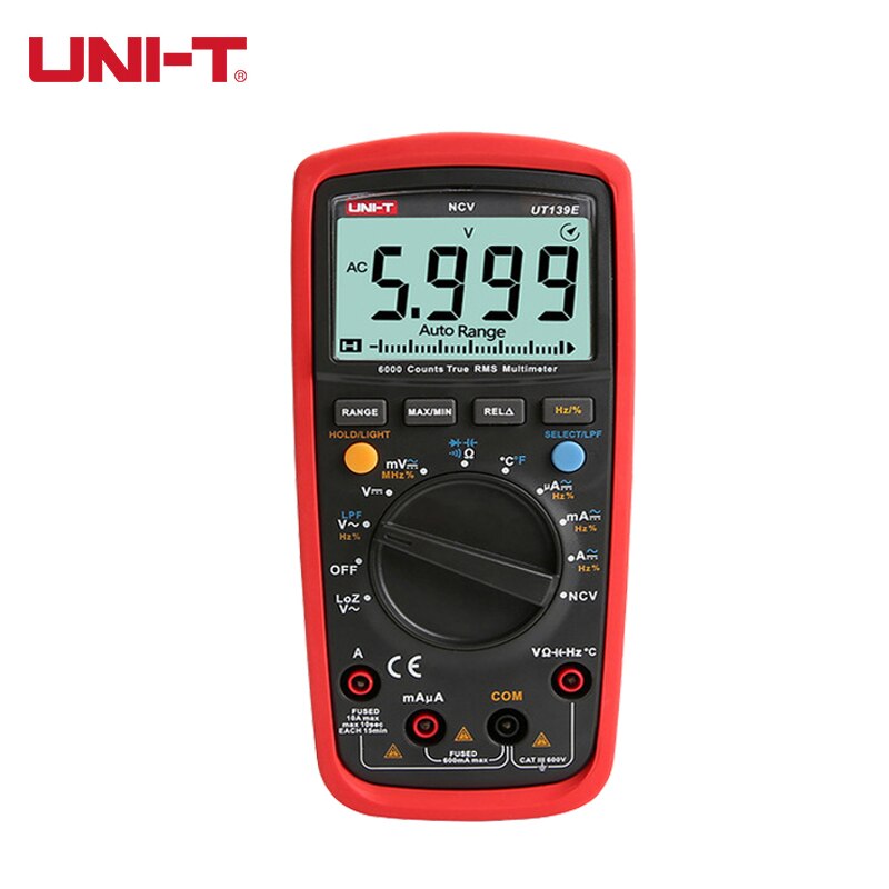 UNI-T UT139 Series Digital Multimeter Auto Range True RMS Meter Handheld Tester 6000 Count Voltmeter Temperature Test Transistor