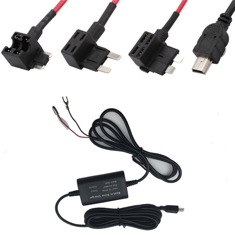 Universal Fuse Box Car Recorder Dash Cam Hard Wire Kit + Micro USB Harness Connector Usb Accessories