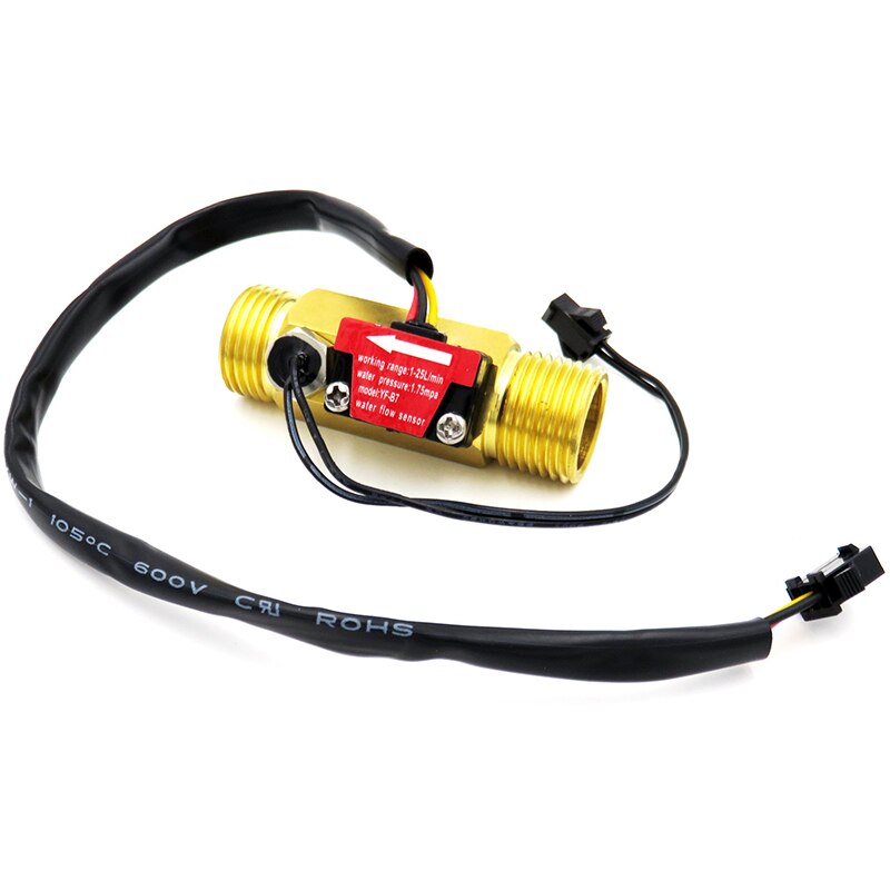 G1/2 Water Flow Sensor Hall Flowmeter with Temperature Detection Metal Copper Shell Flowmeter Turbine Meter Sensor