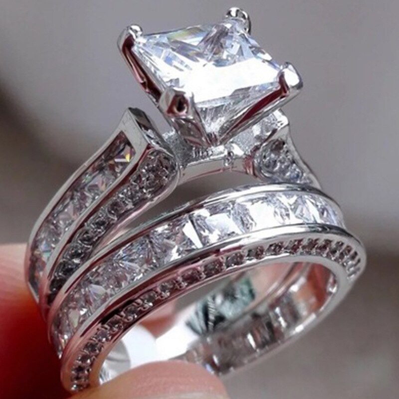 Milangirl, estilo, amuleto, anillos de pareja, corte princesa, CZ, promesa de aniversario, boda, juegos de anillos de compromiso