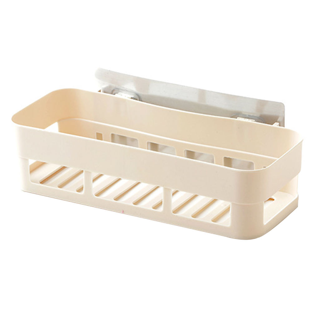 Self-Adhesive Bathroom Storage Shelf Punch-Free Kitchen Toilet Wall Hanging Storage Rack Household Kitchen Bathroom Organizer: Beige