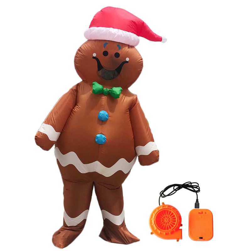 Inflatable Wearing Hat's Gingerbread Man Costume Christmas Party Cosplay Toy Inflatable Costume