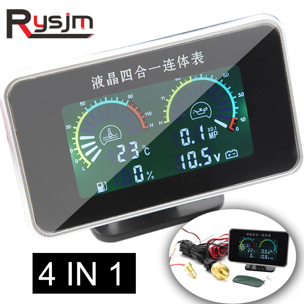 4w1 lcd cyfrowy miernik ciśnienie oleju czujnik pomiarowy 1/8 npt napięcie paliwa termometr robić wody miernik M10 czujniki temperatury 10mm 12V 24V