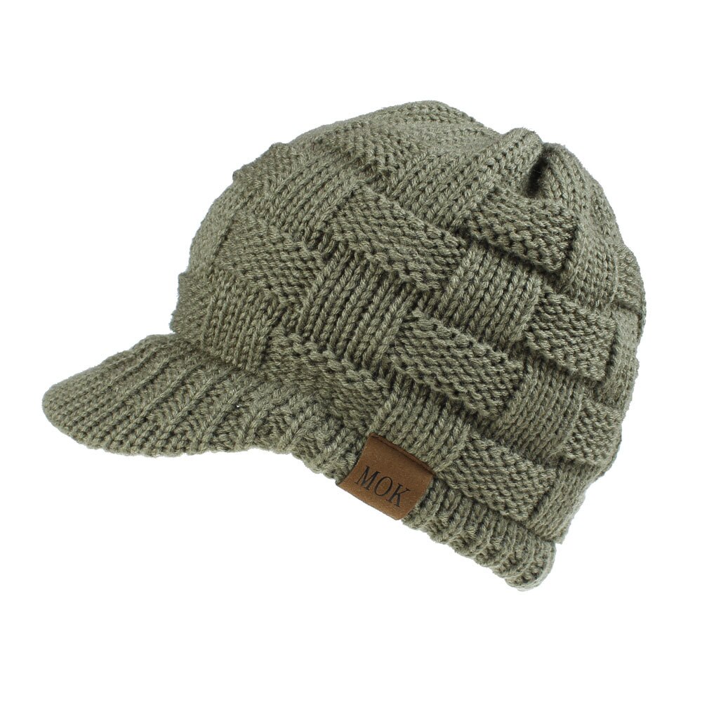 Farverige kvinders billige beanie hatte efterår vinter varm hue bagåbning hale strikning: Militærgrøn