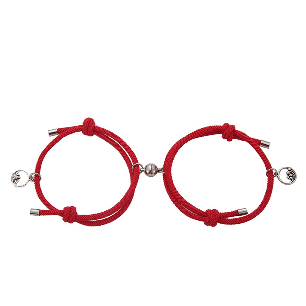 Fashionmagnetic Gute Glück Paar Seil Armbinde EINE Feierliche Der Liebe sterben Legierung Einstellbare Magnetische Saug Armbinde Für Liebhaber: rot 