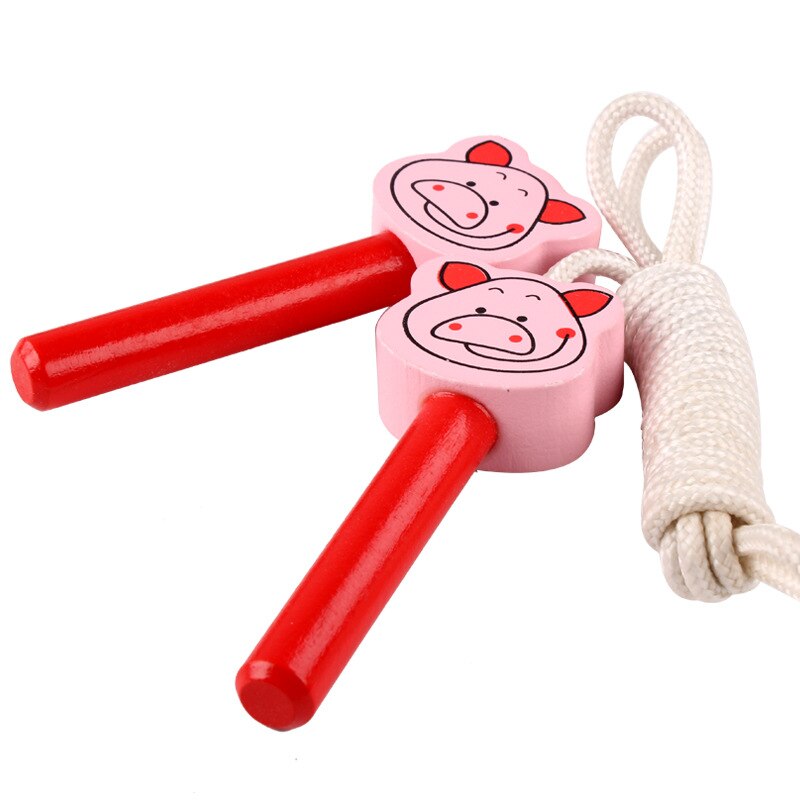 Kids Springtouwen Mooie Cartoon Springtouw Met Houten Handgrepen Gevlochten Wirwar Touw Fitness Sport Springtouwen: pig