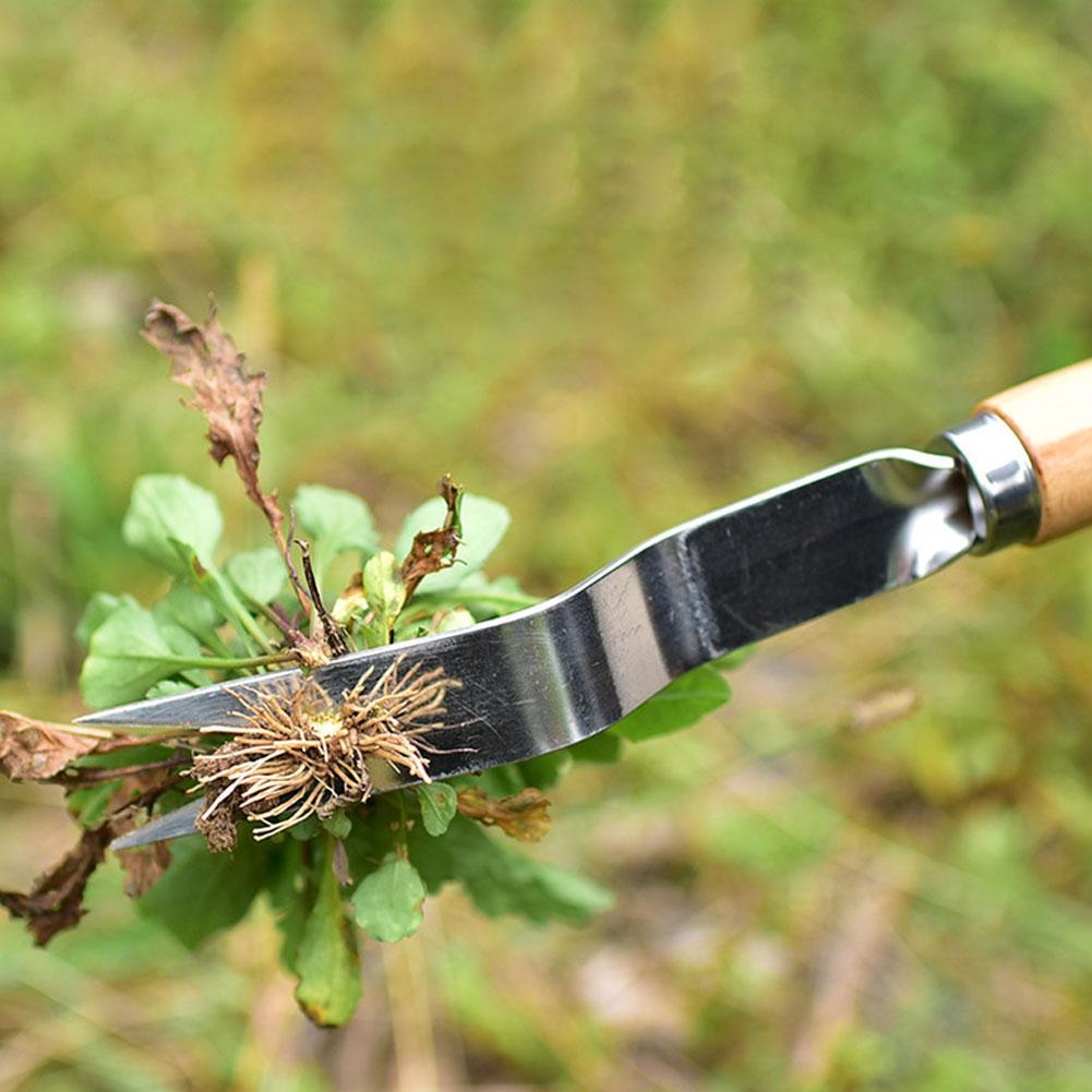 Multifunction Weeder Transplant Wood Handle Steel Garden Weeder Hand Weeding Removal Cutter Dandelion Puller Tools