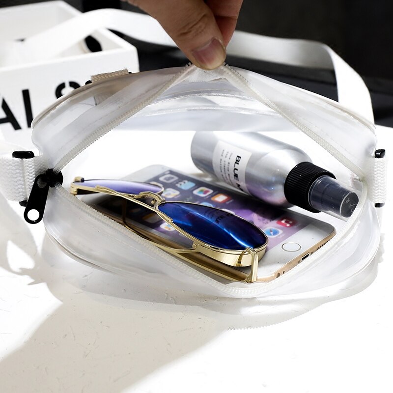 2020The ins super fire small bag Jelly transparent pvc girl heart small square bag mini messenger bag