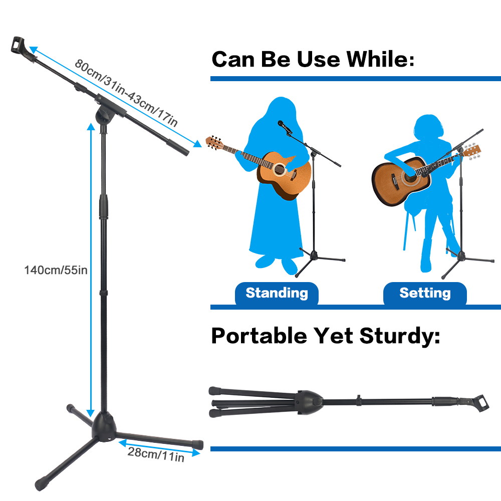 MS-202 Swing Arm Floor Metal Microphone Stand for Personal and Concerts